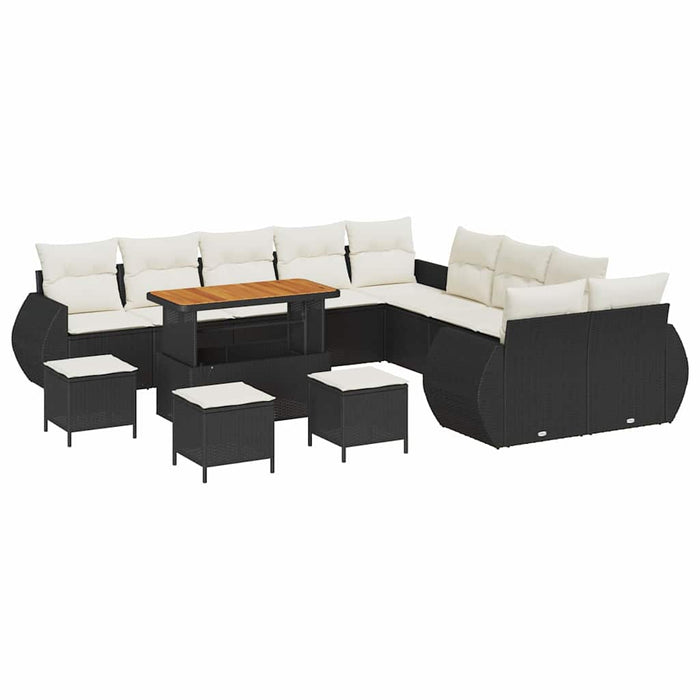 Set de canapele pentru grădină cu pernă 14 pcs negru și crem - WALTI WALTI