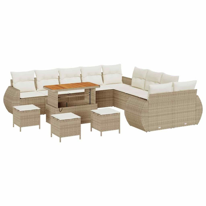 Set de canapele pentru grădină cu pernă 14 pcs bej și crem - WALTI WALTI