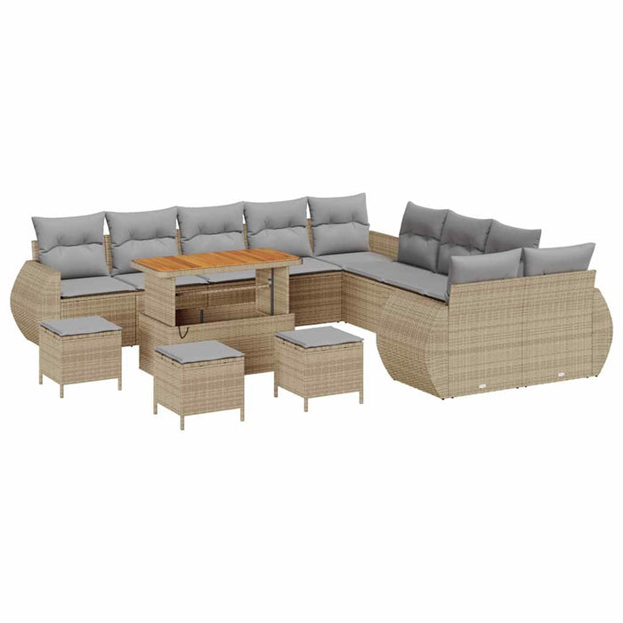 Set de canapele pentru grădină 14 pcs bej și gri deschis - WALTI WALTI