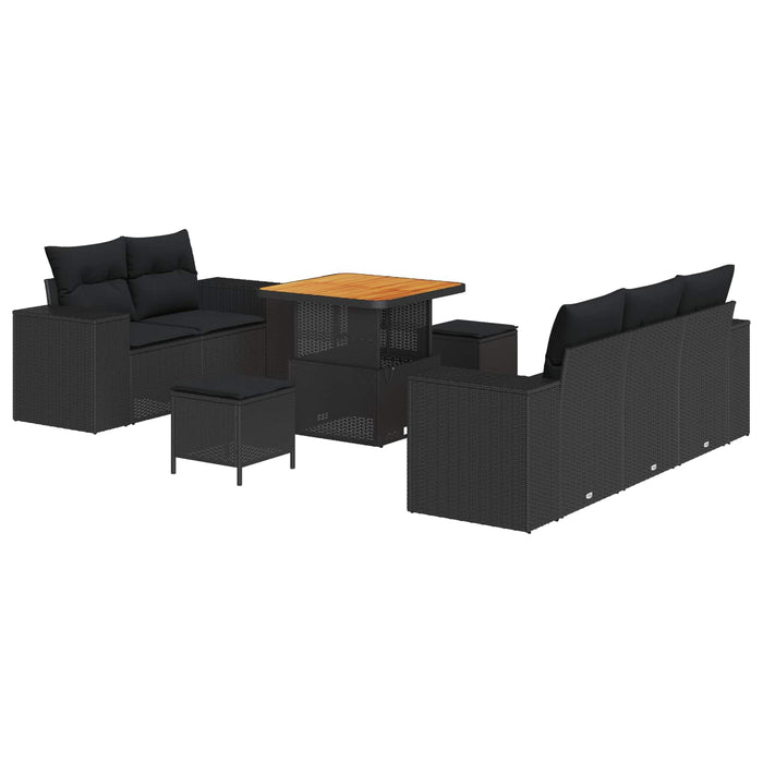 Set de canapele pentru grădină cu pernă 8 pcs Negru Poli Rattan - WALTI WALTI