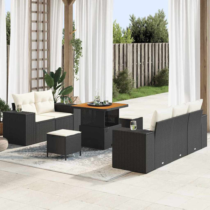 Set de canapele pentru grădină 8 pcs Negru și Crem Poli Rattan - WALTI WALTI