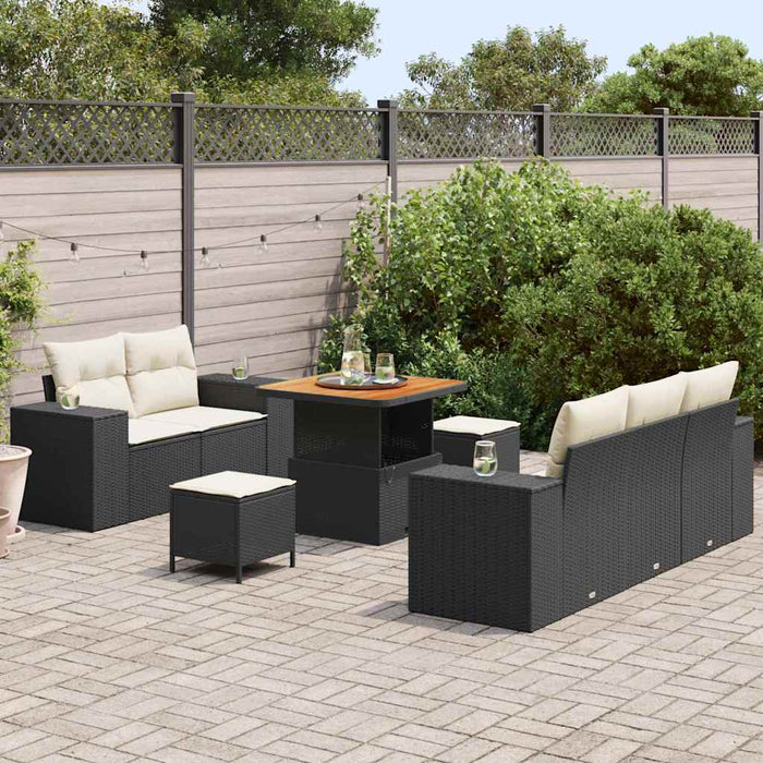 Set de canapele pentru grădină 8 pcs Negru și Crem Poli Rattan - WALTI WALTI