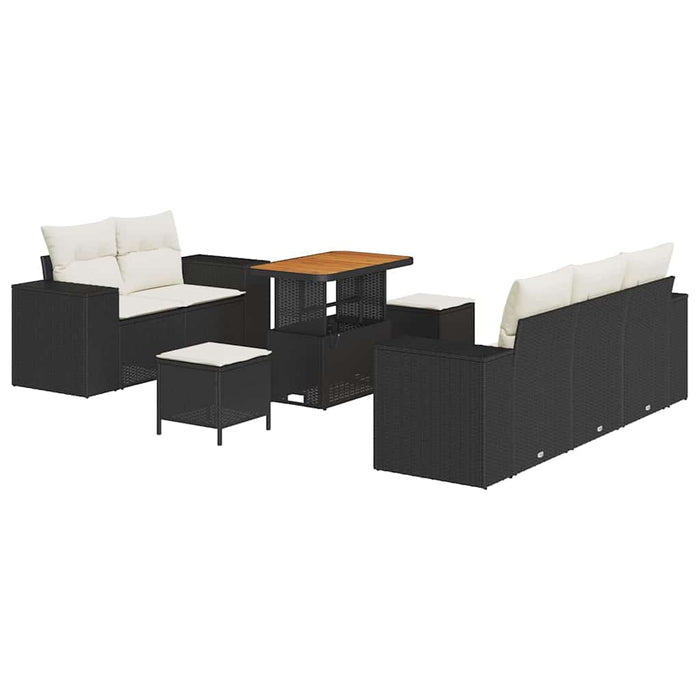 Set de canapele pentru grădină 8 pcs Negru și Crem Poli Rattan - WALTI WALTI