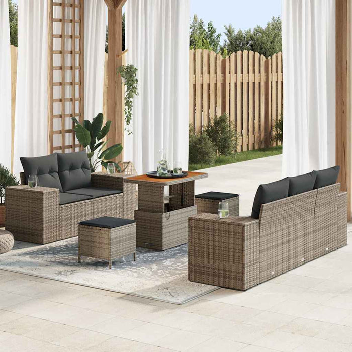 Set de canapele pentru grădină cu pernă 8 pcs Gri Poli Rattan - WALTI WALTI