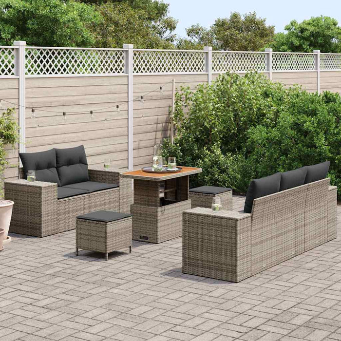 Set de canapele pentru grădină cu pernă 8 pcs Gri Poli Rattan - WALTI WALTI