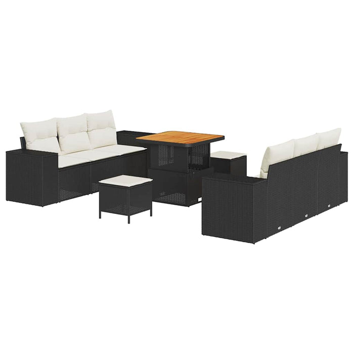 Set de canapele pentru grădină 9 pcs Negru și Crem Poli Rattan - WALTI WALTI