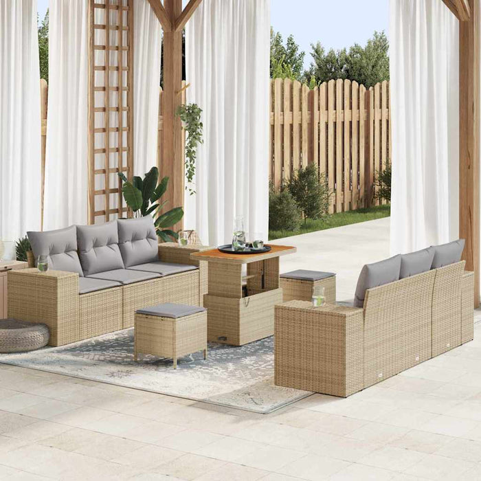 Set de canapele pentru grădină 9 pcs Beige și gri deschis - WALTI WALTI