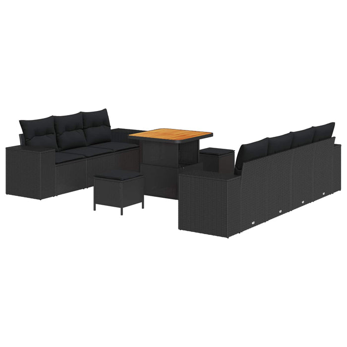 Set de canapele pentru grădină 10 pcs Negru Poli Rattan - WALTI WALTI