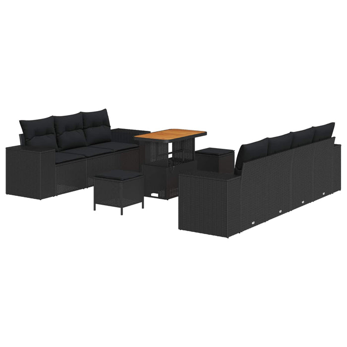 Set de canapele pentru grădină 10 pcs Negru Poli Rattan - WALTI WALTI