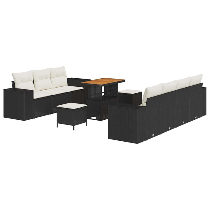 Set de canapele pentru grădină 10 pcs Negru și Crem Poli Rattan - WALTI WALTI