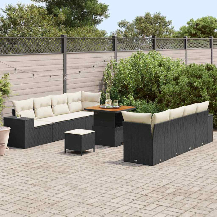 Set de canapele pentru grădină 11 pcs Negru și Crem poliratan - WALTI WALTI