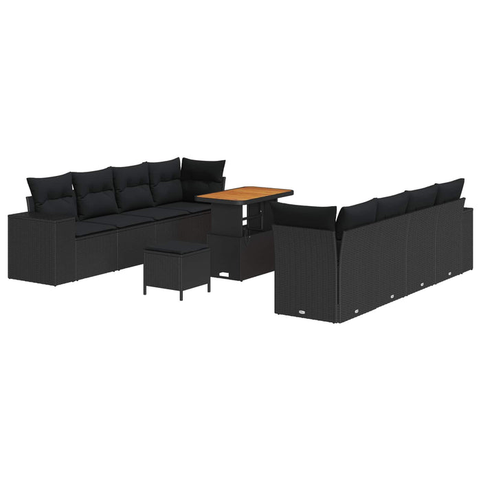Set de canapele pentru grădină cu pernă 11 pcs Negru poliratan - WALTI WALTI