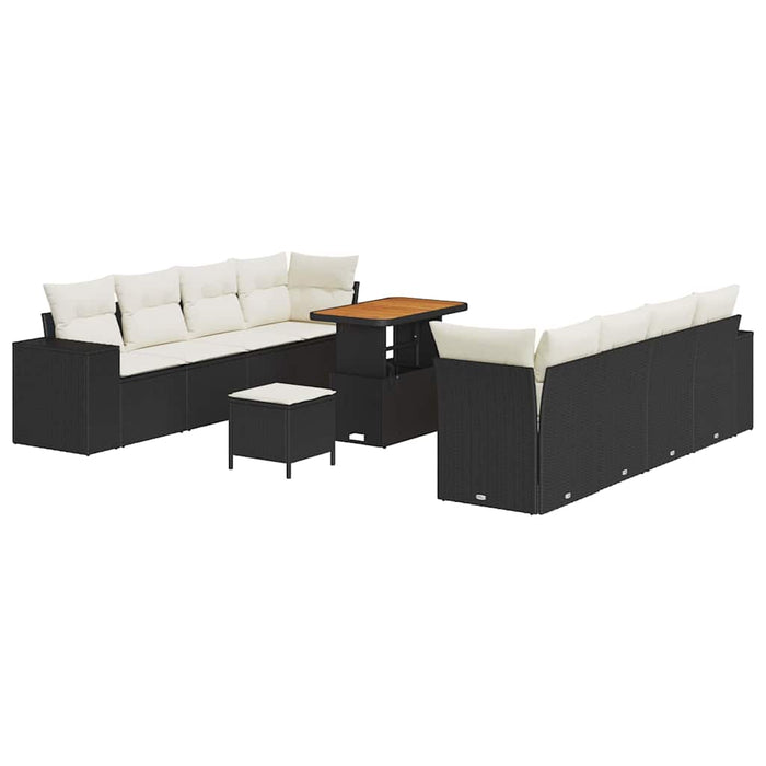 Set de canapele pentru grădină 11 pcs Negru și Crem poliratan - WALTI WALTI