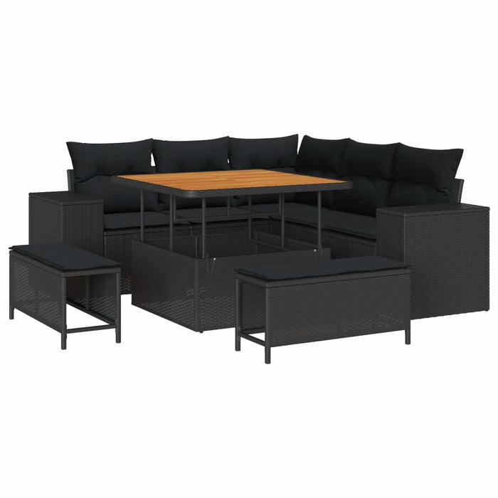 Set de canapele pentru grădină cu pernă cu pernă 8 pcs Negru - WALTI WALTI