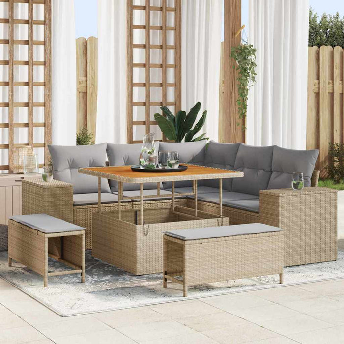 Set de canapele pentru grădină 8 pcs Beige și gri deschis - WALTI WALTI