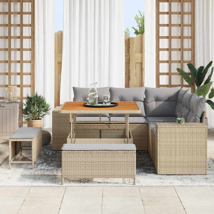 Set de canapele pentru grădină 8 pcs Beige și gri deschis - WALTI WALTI