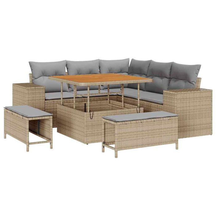 Set de canapele pentru grădină 8 pcs Beige și gri deschis - WALTI WALTI