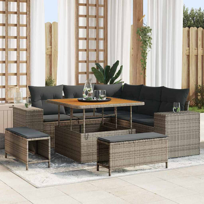 Set de canapele pentru grădină cu pernă cu depozitare 8 pcs Gri - WALTI WALTI