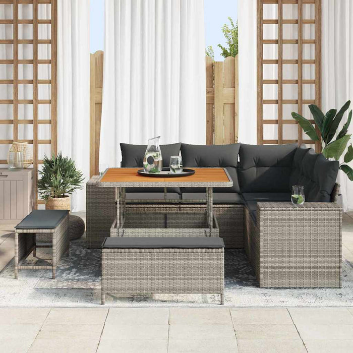 Set de canapele pentru grădină cu pernă cu depozitare 8 pcs Gri - WALTI WALTI