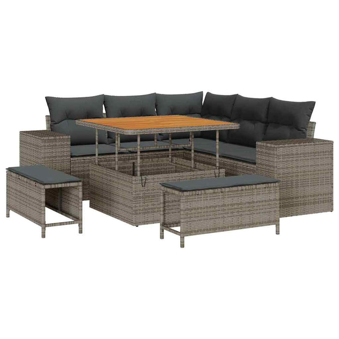 Set de canapele pentru grădină cu pernă cu depozitare 8 pcs Gri - WALTI WALTI