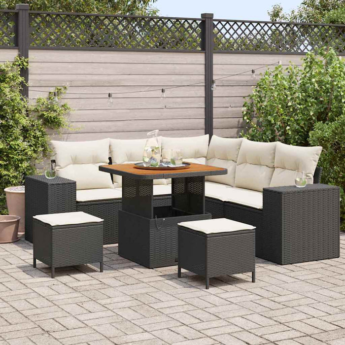 Set de canapele pentru grădină 8 pcs Negru și Crem poliratan - WALTI WALTI