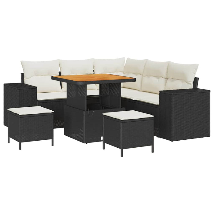 Set de canapele pentru grădină 8 pcs Negru și Crem poliratan - WALTI WALTI