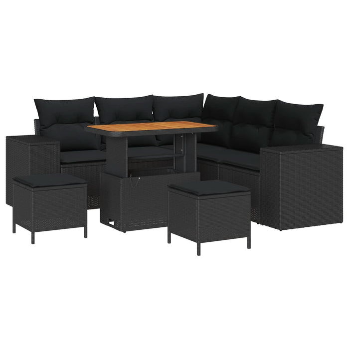 Set de canapele pentru grădină cu pernă cu pernă 8 pcs Negru - WALTI WALTI