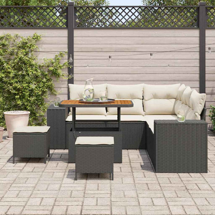 Set de canapele pentru grădină 8 pcs Negru și Crem poliratan - WALTI WALTI