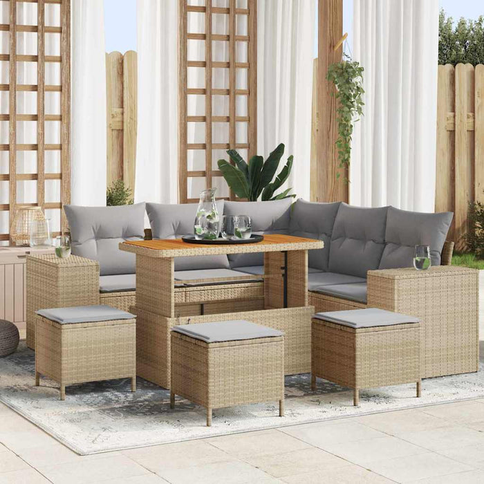 Set de canapele pentru grădină 9 pcs Beige și gri deschis - WALTI WALTI