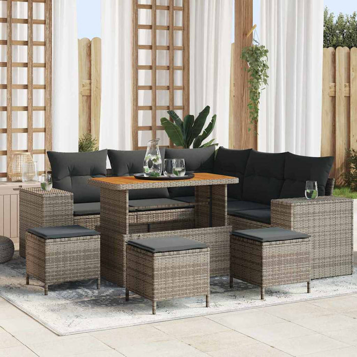 Set de canapele pentru grădină cu pernă cu depozitare 9 pcs Gri - WALTI WALTI