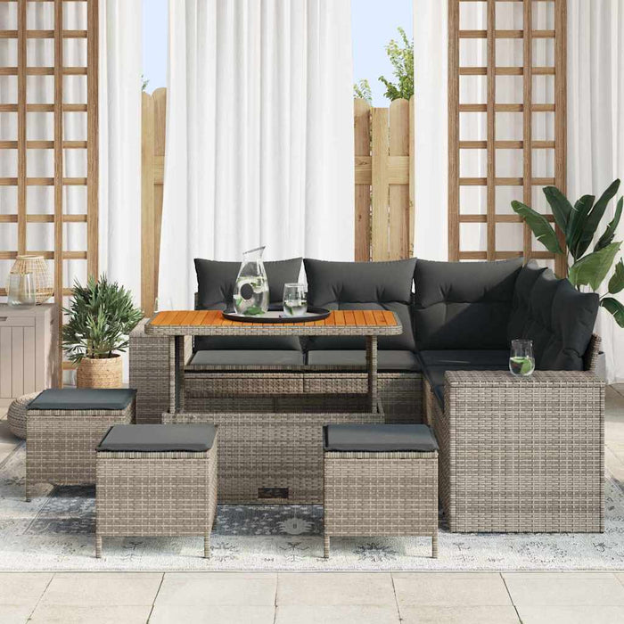 Set de canapele pentru grădină cu pernă cu depozitare 9 pcs Gri - WALTI WALTI