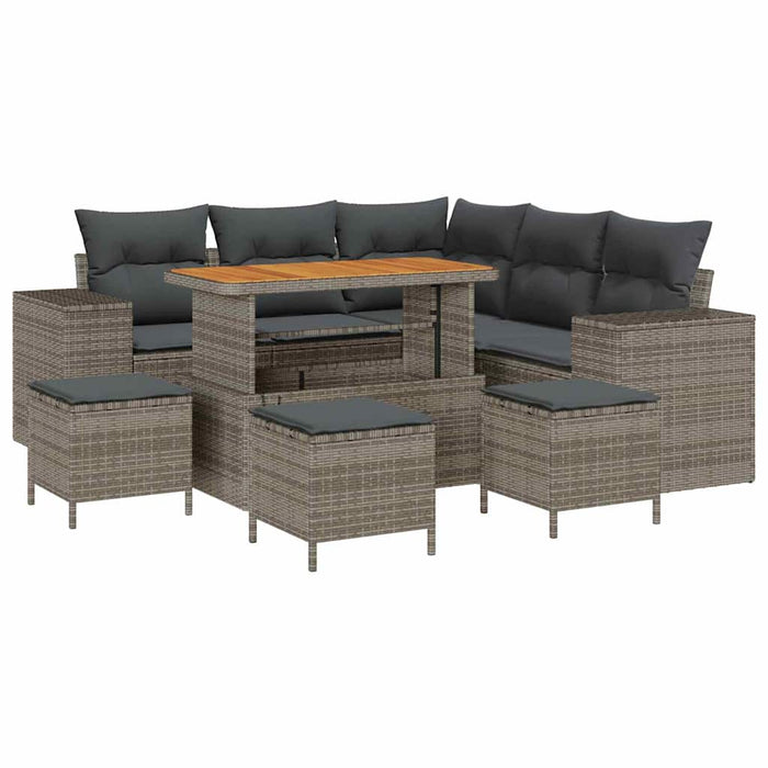 Set de canapele pentru grădină cu pernă cu depozitare 9 pcs Gri - WALTI WALTI
