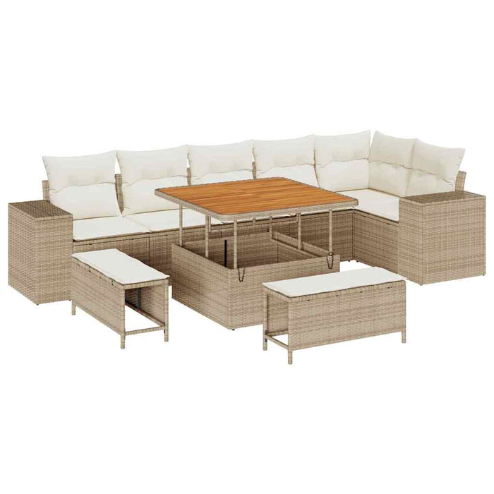 Set de canapele pentru grădină 9 pcs Bej și crem poliratan - WALTI WALTI