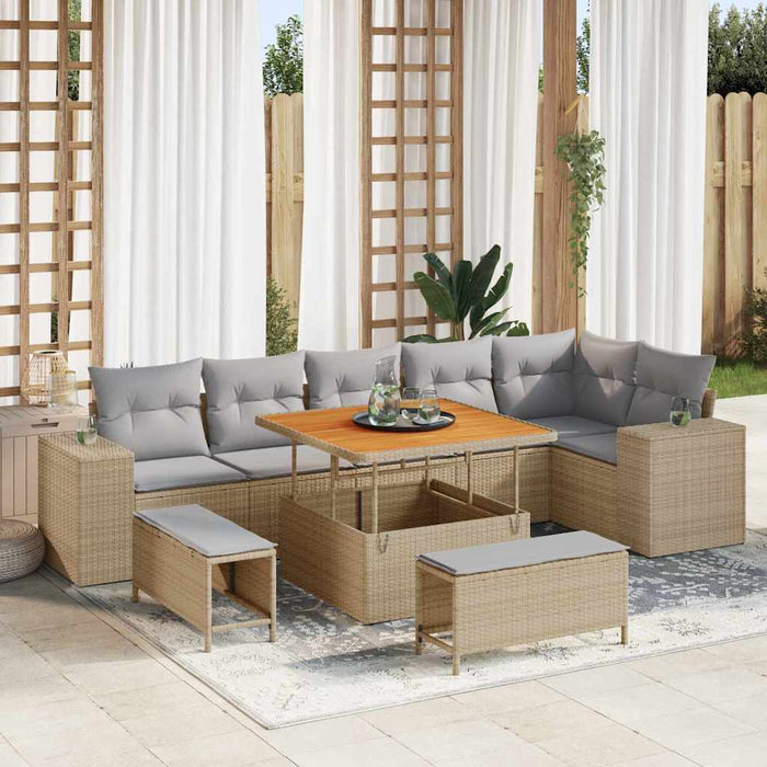 Set de canapele pentru grădină 9 pcs Beige și gri deschis - WALTI WALTI