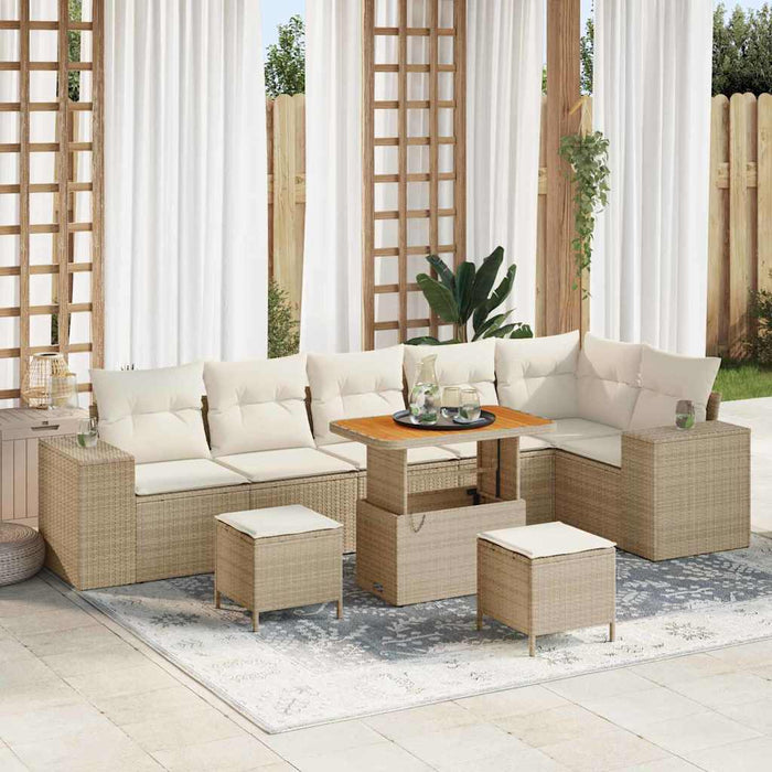Set de canapele pentru grădină cu pernă 9 pcs Bej și crem - WALTI WALTI