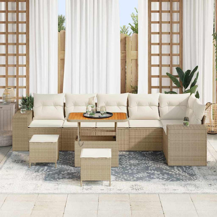 Set de canapele pentru grădină cu pernă 9 pcs Bej și crem - WALTI WALTI