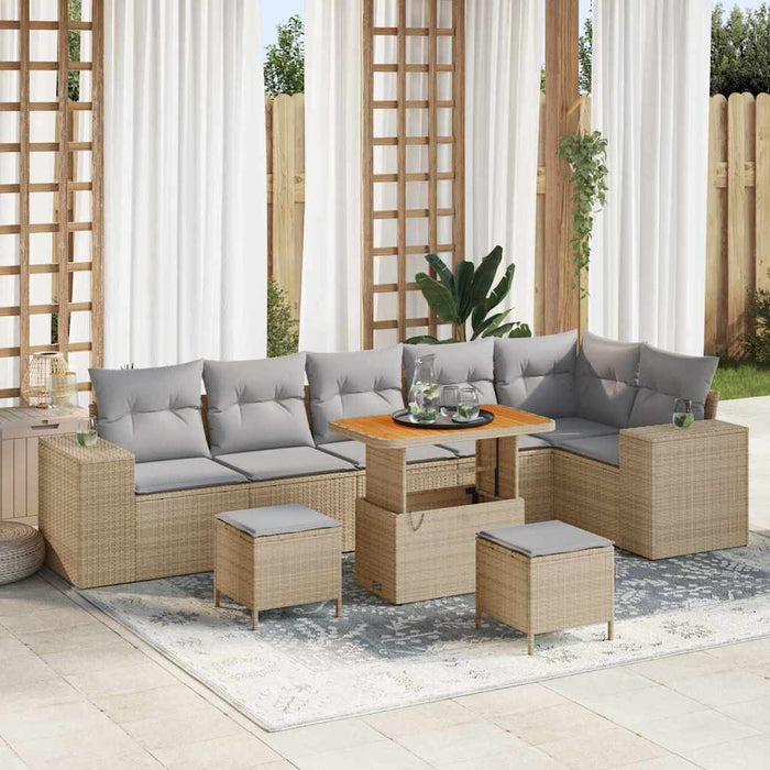 Set de canapele pentru grădină 9 pcs Beige și gri deschis - WALTI WALTI
