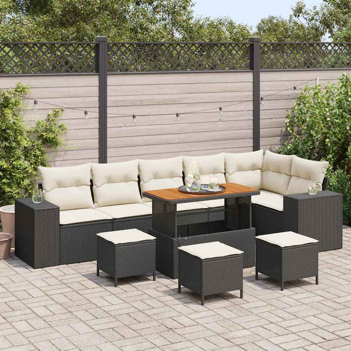 Set de canapele pentru grădină 10 pcs Negru și Crem poliratan - WALTI WALTI
