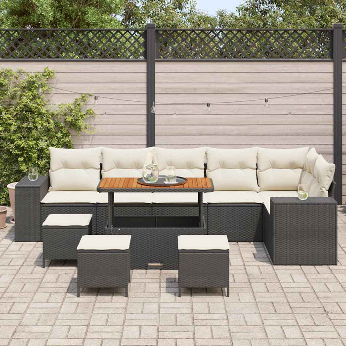 Set de canapele pentru grădină 10 pcs Negru și Crem poliratan - WALTI WALTI