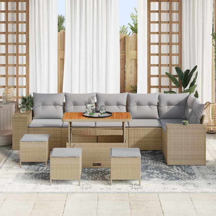 Set de canapele pentru grădină 10 pcs Beige și gri deschis - WALTI WALTI