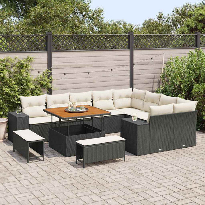 Set de canapele pentru grădină cu pernă 12 pcs Negru și Crem - WALTI WALTI