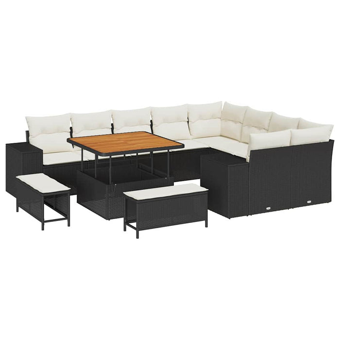 Set de canapele pentru grădină cu pernă 12 pcs Negru și Crem - WALTI WALTI
