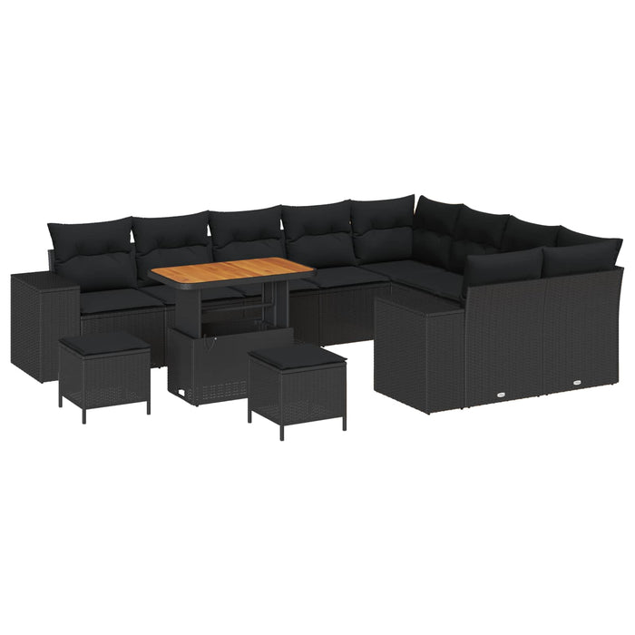 Set de canapele pentru grădină cu pernă cu pernă 12 pcs Negru - WALTI WALTI