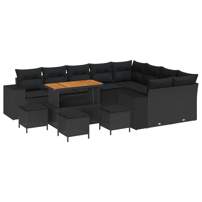 Set de canapele pentru grădină cu pernă cu pernă 13 pcs Negru - WALTI WALTI