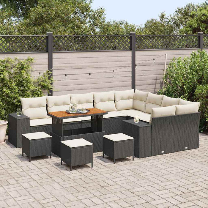 Set de canapele pentru grădină cu pernă 13 pcs Negru și Crem - WALTI WALTI