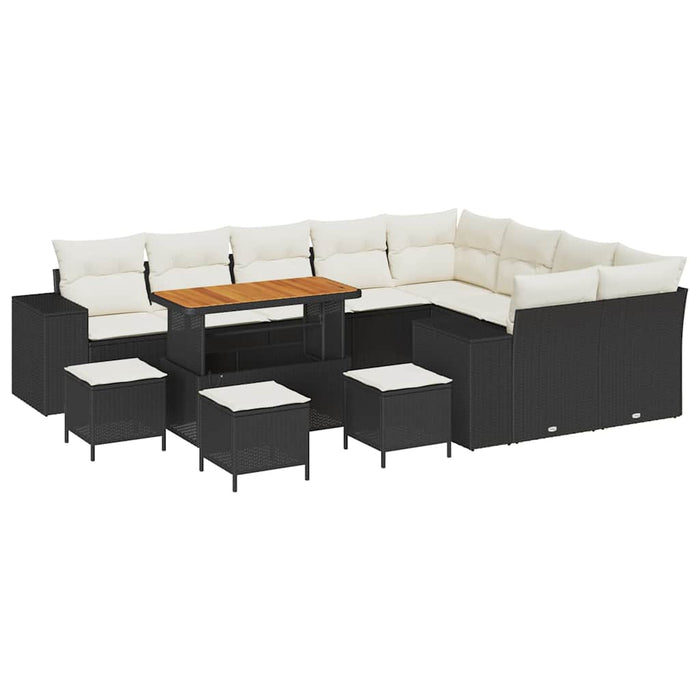 Set de canapele pentru grădină cu pernă 13 pcs Negru și Crem - WALTI WALTI