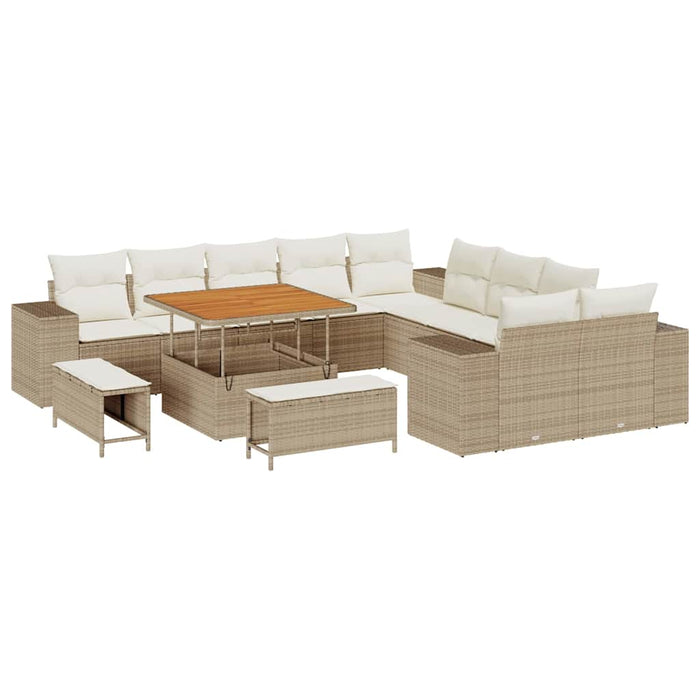 Set de canapele pentru grădină 13 pcs Bej și crem poliratan - WALTI WALTI