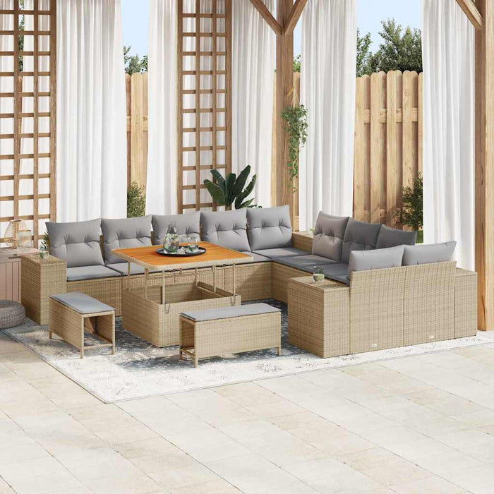 Set de canapele pentru grădină 13 pcs Beige și gri deschis - WALTI WALTI