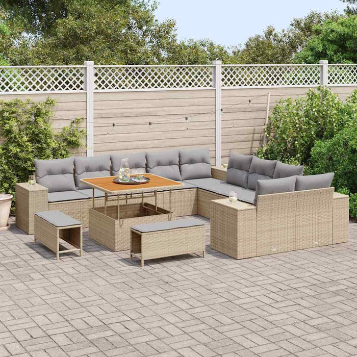 Set de canapele pentru grădină 13 pcs Beige și gri deschis - WALTI WALTI