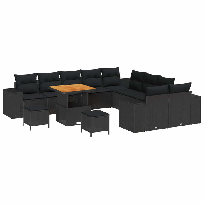 Set de canapele pentru grădină cu pernă 13 pcs Negru poliratan - WALTI WALTI
